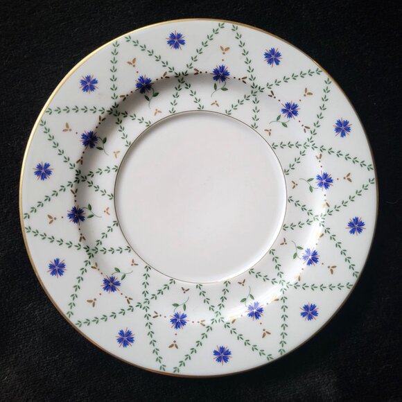 Philippe Deshoulieres Barbizon Flat Cup & Saucer Set With Blue Floral & Gold Acc - Picture 5 of 10